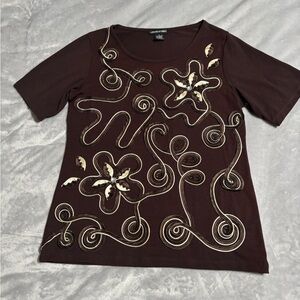 Lauren Michelle Brown and Cream Graphic Tee